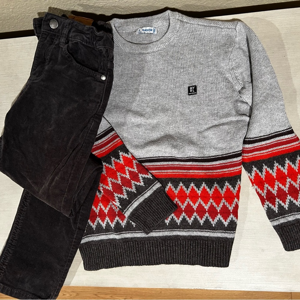 Mayoral Sweater and Corduroy Pants